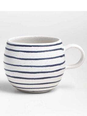 New! Crate&Barrel Lina 16-oz. Matte Blue Stripe Mug
